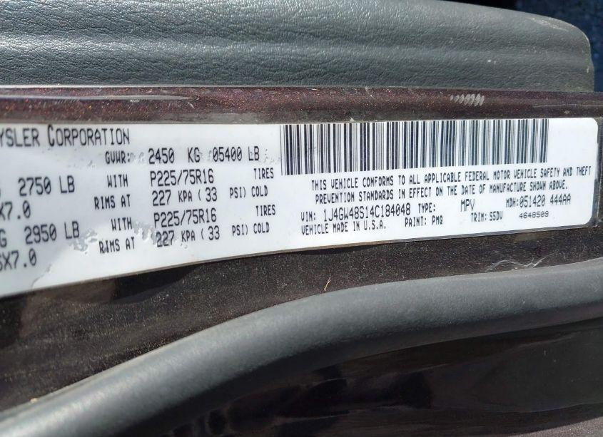 Photo 9 of 2004 Jeep Grand CHEROKEE LAREDO (VIN 1J4GW48S14C184048)