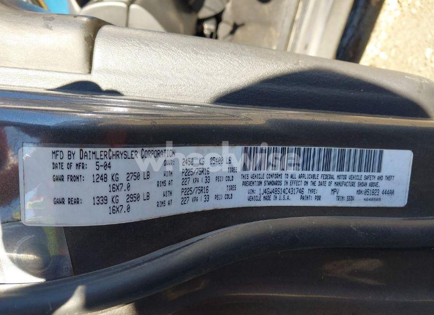 Photo 9 of 2004 Jeep Grand CHEROKEE LAREDO (VIN 1J4GW48S14C431746)