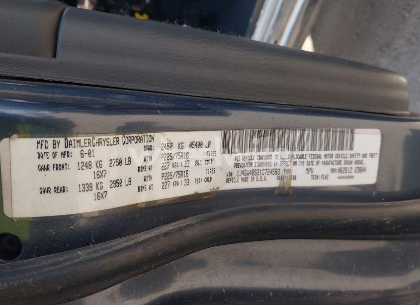 Photo 9 of 2001 Jeep Grand CHEROKEE LAREDO (VIN 1J4GW48S21C724583)