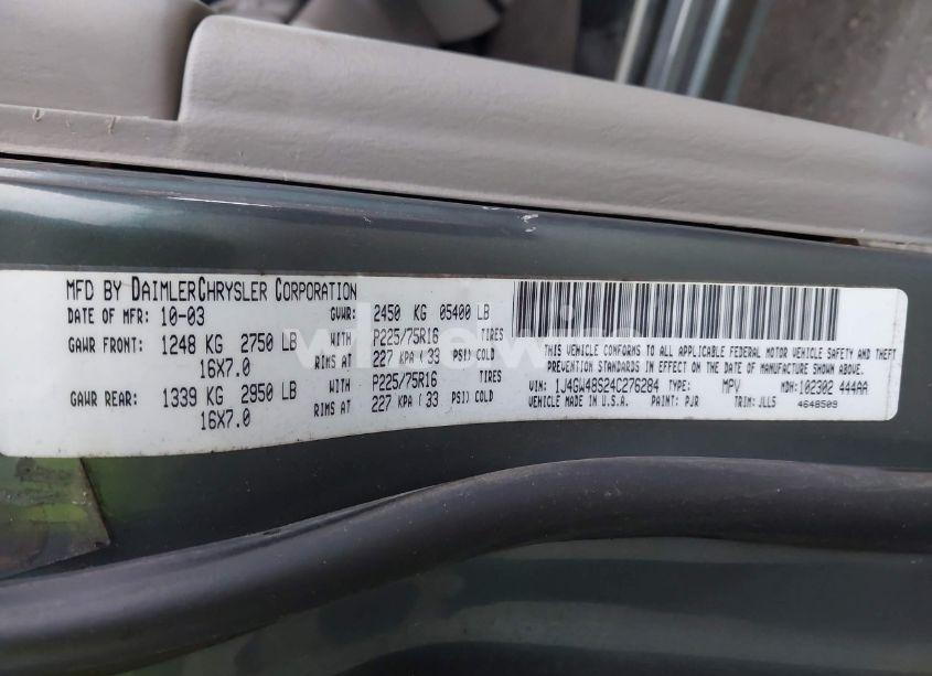 Photo 9 of 2004 Jeep Grand CHEROKEE LAREDO (VIN 1J4GW48S24C276284)