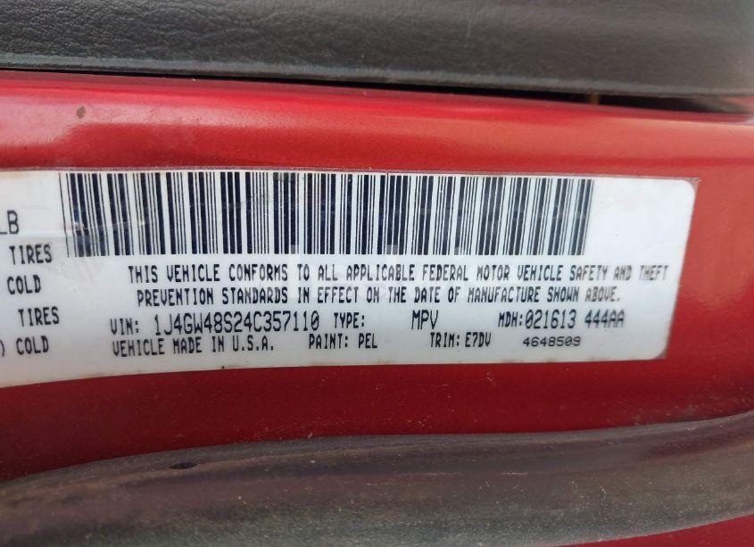 Photo 9 of 2004 Jeep Grand CHEROKEE LAREDO (VIN 1J4GW48S24C357110)