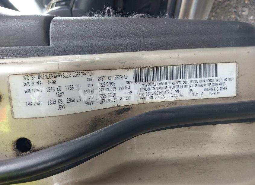 Photo 9 of 2000 Jeep Grand CHEROKEE LAREDO (VIN 1J4GW48S3YC347711)