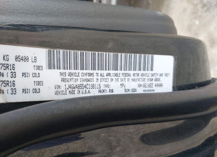 Photo 9 of 2004 Jeep Grand CHEROKEE LAREDO (VIN 1J4GW48S54C198115)