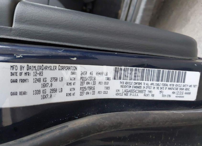 Photo 9 of 2004 Jeep Grand CHEROKEE LAREDO (VIN 1J4GW48S54C308872)