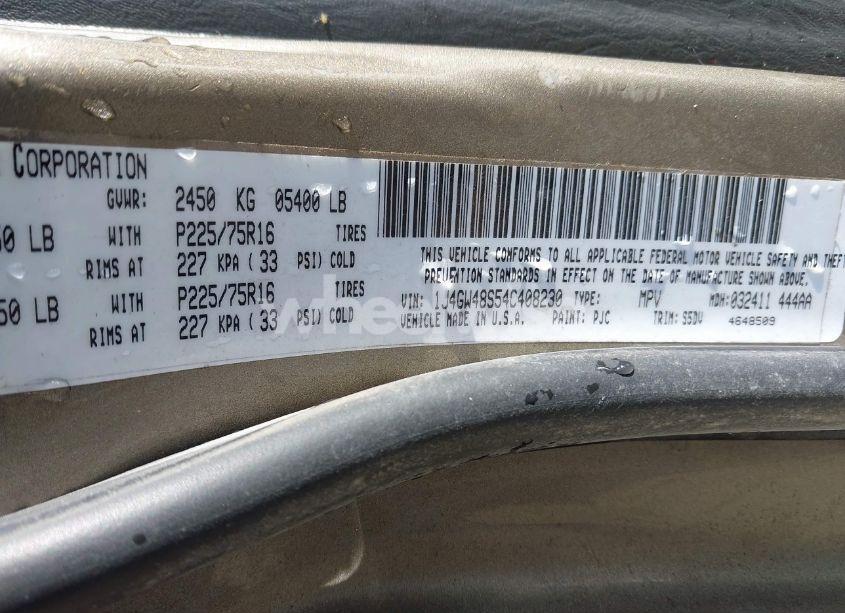 Photo 9 of 2004 Jeep Grand CHEROKEE LAREDO (VIN 1J4GW48S54C408230)