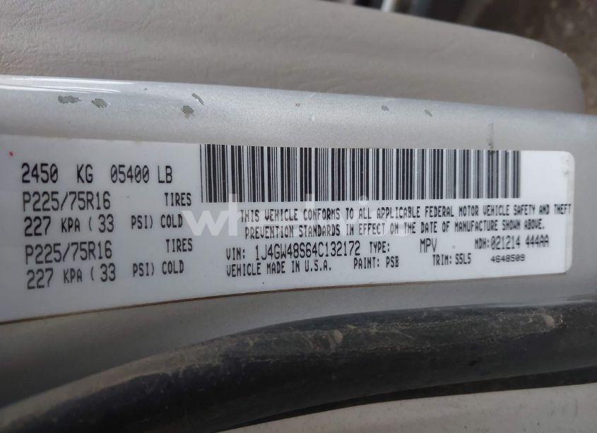 Photo 9 of 2004 Jeep Grand CHEROKEE LAREDO (VIN 1J4GW48S64C132172)