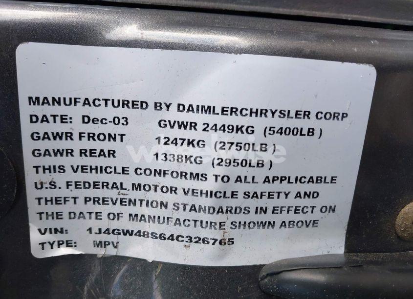 Photo 9 of 2004 Jeep Grand CHEROKEE LAREDO (VIN 1J4GW48S64C326765)