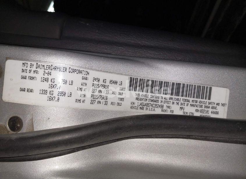 Photo 9 of 2004 Jeep Grand CHEROKEE LAREDO (VIN 1J4GW48S74C352498)