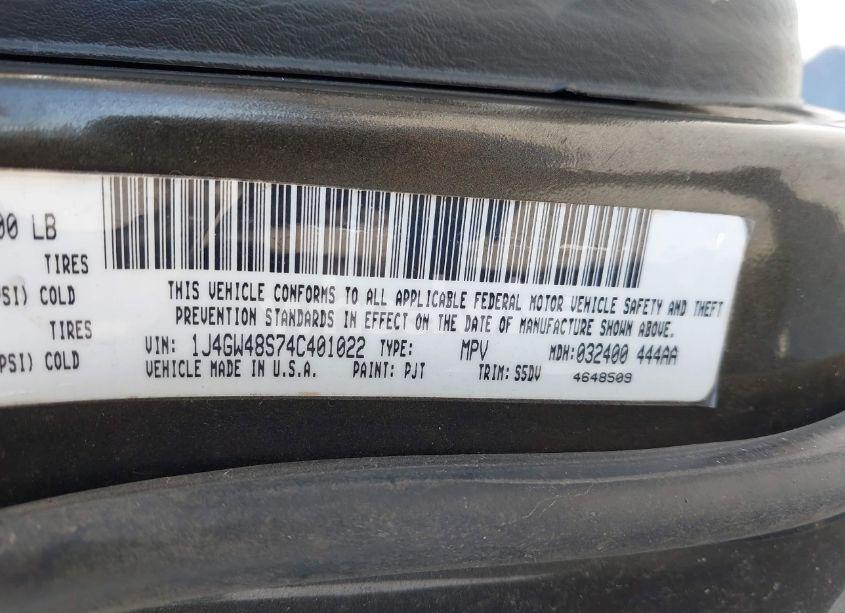 Photo 9 of 2004 Jeep Grand CHEROKEE LAREDO (VIN 1J4GW48S74C401022)