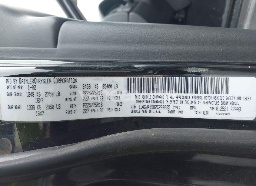 Photo 9 of 2002 Jeep Grand CHEROKEE LAREDO (VIN 1J4GW48S82C220895)