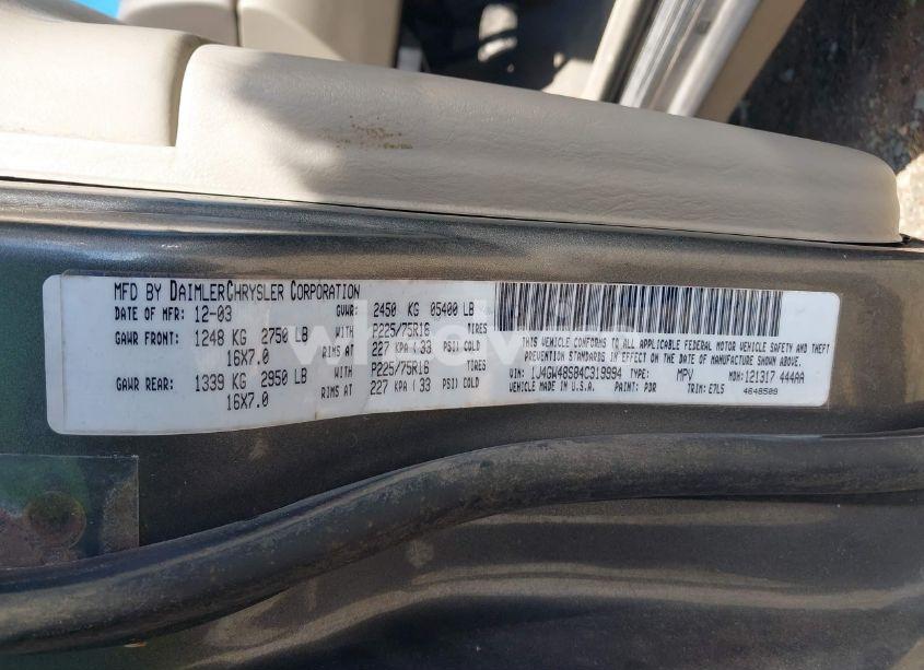 Photo 9 of 2004 Jeep Grand CHEROKEE LAREDO (VIN 1J4GW48S84C319994)