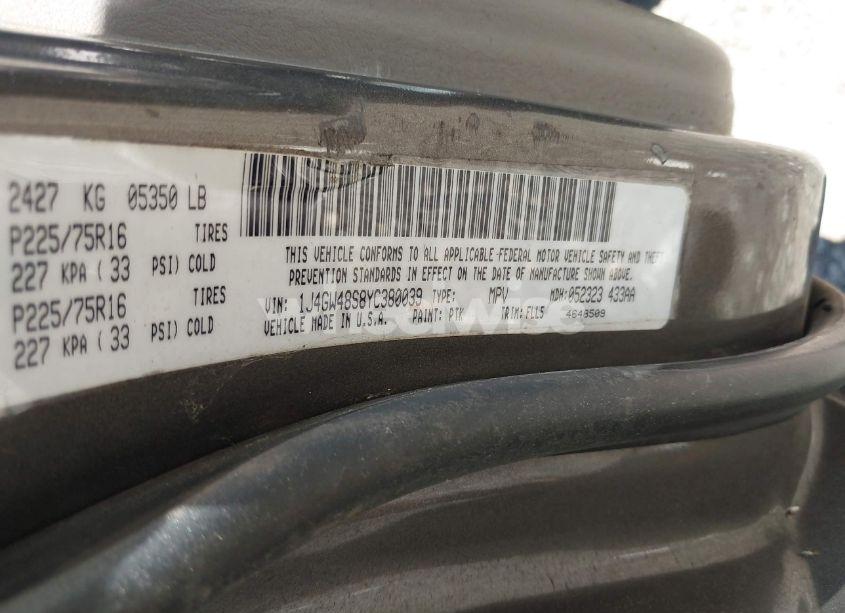 Photo 9 of 2000 Jeep Grand CHEROKEE LAREDO (VIN 1J4GW48S8YC380039)