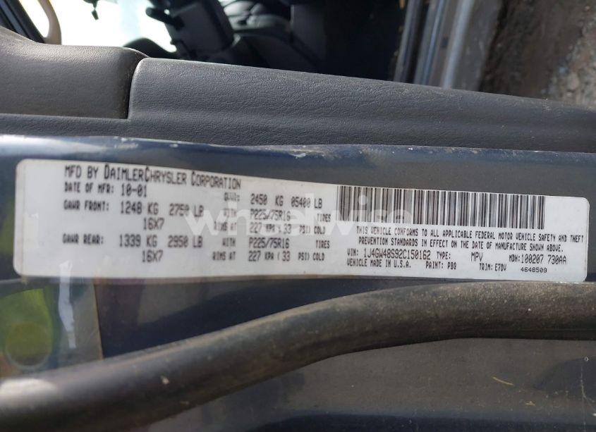 Photo 9 of 2002 Jeep Grand CHEROKEE LAREDO (VIN 1J4GW48S92C150162)