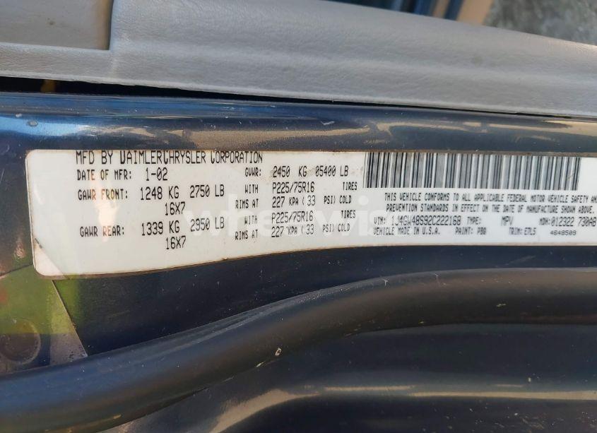 Photo 9 of 2002 Jeep Grand CHEROKEE LAREDO (VIN 1J4GW48S92C222168)