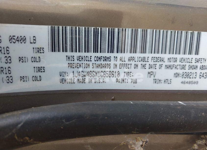 Photo 9 of 2001 Jeep Grand CHEROKEE LAREDO (VIN 1J4GW48SX1C658610)