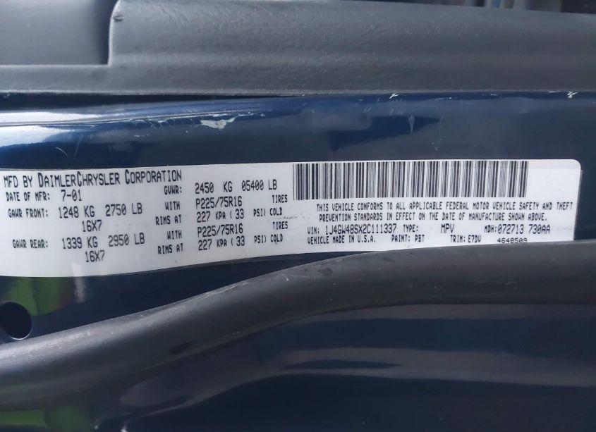 Photo 9 of 2002 Jeep Grand CHEROKEE LAREDO (VIN 1J4GW48SX2C111337)