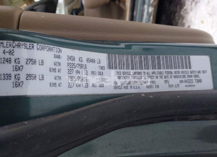 Photo 9 of 2002 Jeep Grand CHEROKEE LAREDO (VIN 1J4GW48SX2C268947)