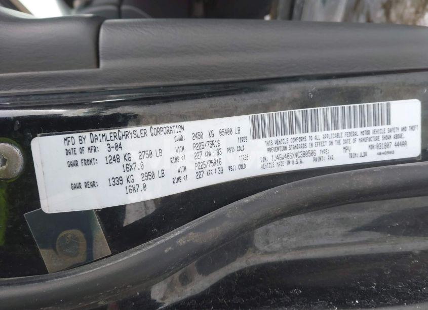 Photo 9 of 2004 Jeep Grand CHEROKEE LAREDO (VIN 1J4GW48SX4C380506)