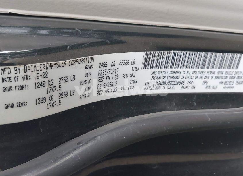 Photo 9 of 2002 Jeep Grand CHEROKEE LIMITED (VIN 1J4GW58J92C330545)