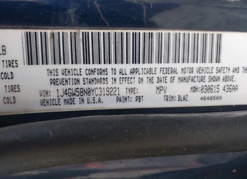 Photo 9 of 2000 Jeep Grand CHEROKEE LIMITED (VIN 1J4GW58N0YC319221)