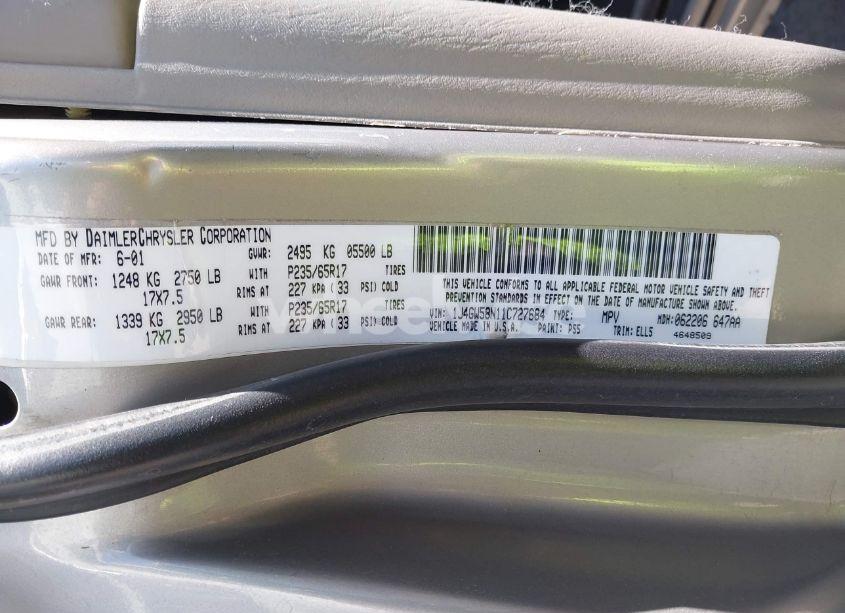 Photo 9 of 2001 Jeep Grand CHEROKEE LIMITED (VIN 1J4GW58N11C727684)