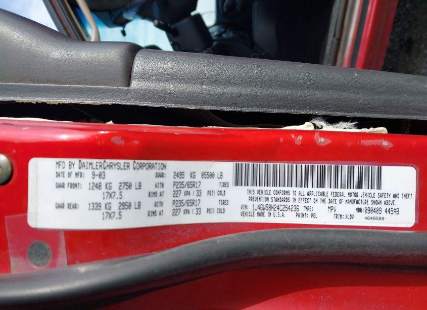 Photo 9 of 2004 Jeep Grand CHEROKEE LIMITED (VIN 1J4GW58N24C254236)