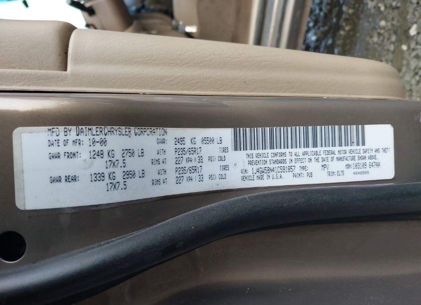 Photo 9 of 2001 Jeep Grand CHEROKEE LIMITED (VIN 1J4GW58N41C591857)