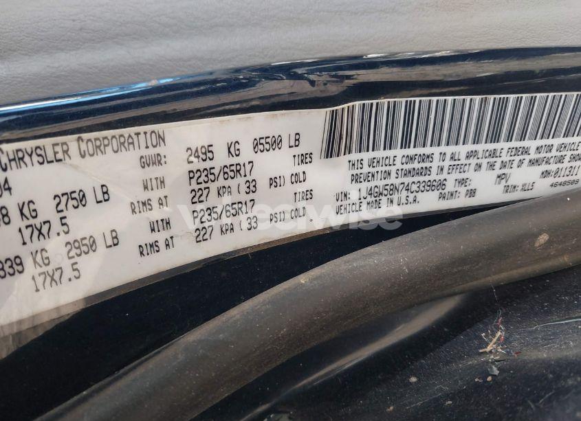 Photo 9 of 2004 Jeep Grand CHEROKEE LIMITED (VIN 1J4GW58N74C339606)