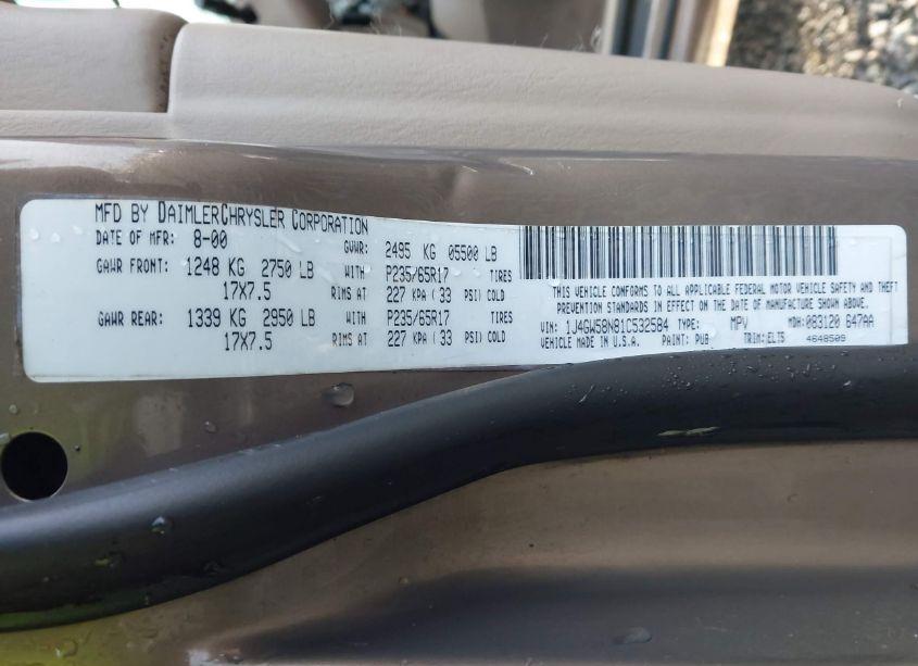 Photo 9 of 2001 Jeep Grand CHEROKEE LIMITED (VIN 1J4GW58N81C532584)