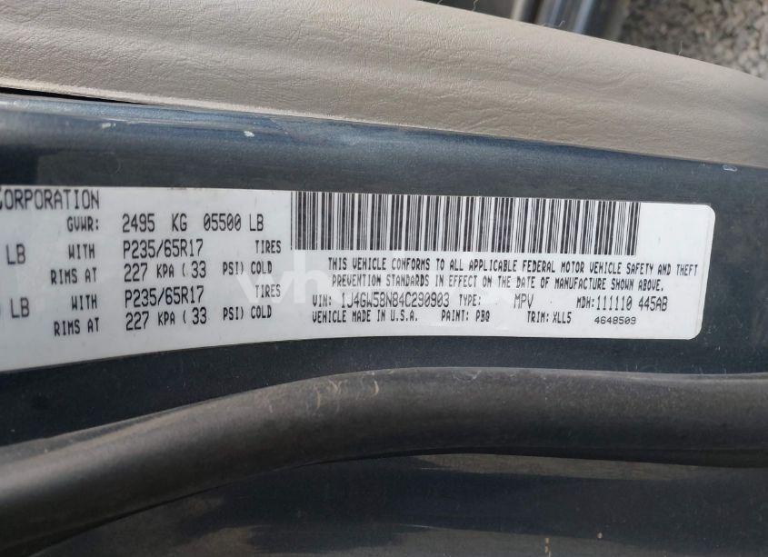 Photo 9 of 2004 Jeep Grand CHEROKEE LIMITED (VIN 1J4GW58N84C290903)