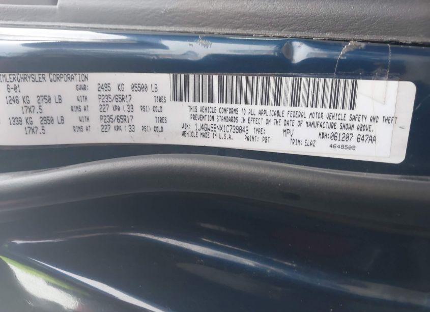 Photo 9 of 2001 Jeep Grand CHEROKEE LIMITED (VIN 1J4GW58NX1C739848)