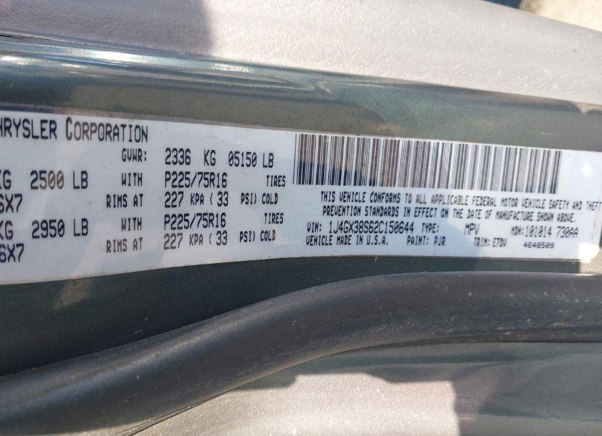 Photo 9 of 2002 Jeep Grand CHEROKEE SPORT (VIN 1J4GX38S62C150644)