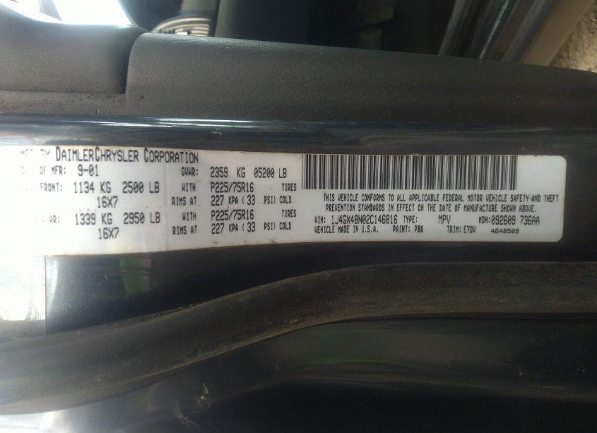 Photo 9 of 2002 Jeep Grand CHEROKEE LAREDO (VIN 1J4GX48N02C146816)