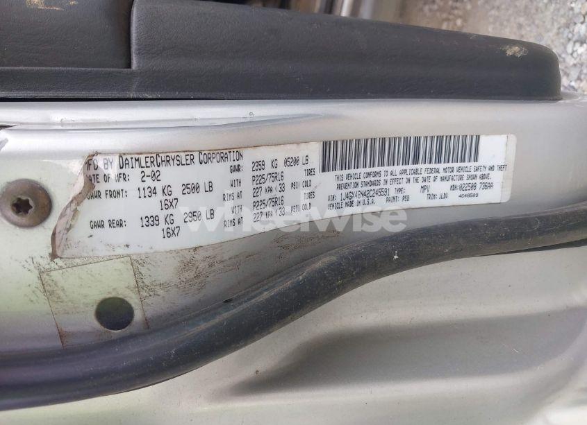 Photo 9 of 2002 Jeep Grand CHEROKEE LAREDO (VIN 1J4GX48N42C245591)