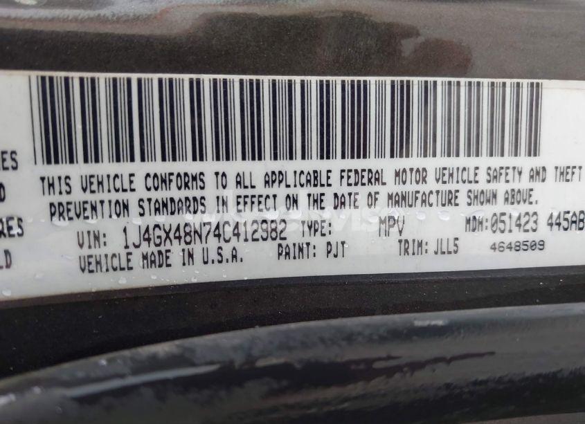 Photo 9 of 2004 Jeep Grand CHEROKEE LAREDO (VIN 1J4GX48N74C412982)