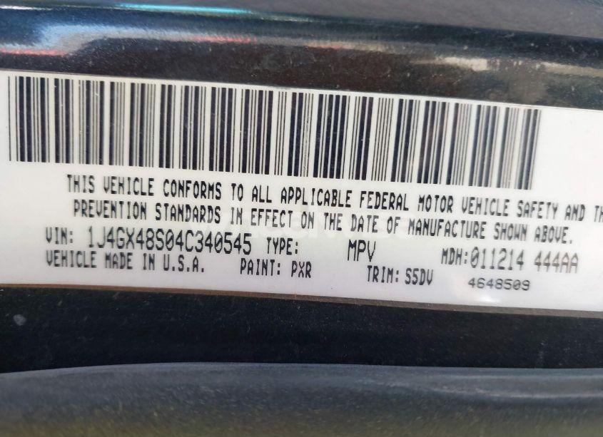 Photo 9 of 2004 Jeep Grand CHEROKEE LAREDO (VIN 1J4GX48S04C340545)