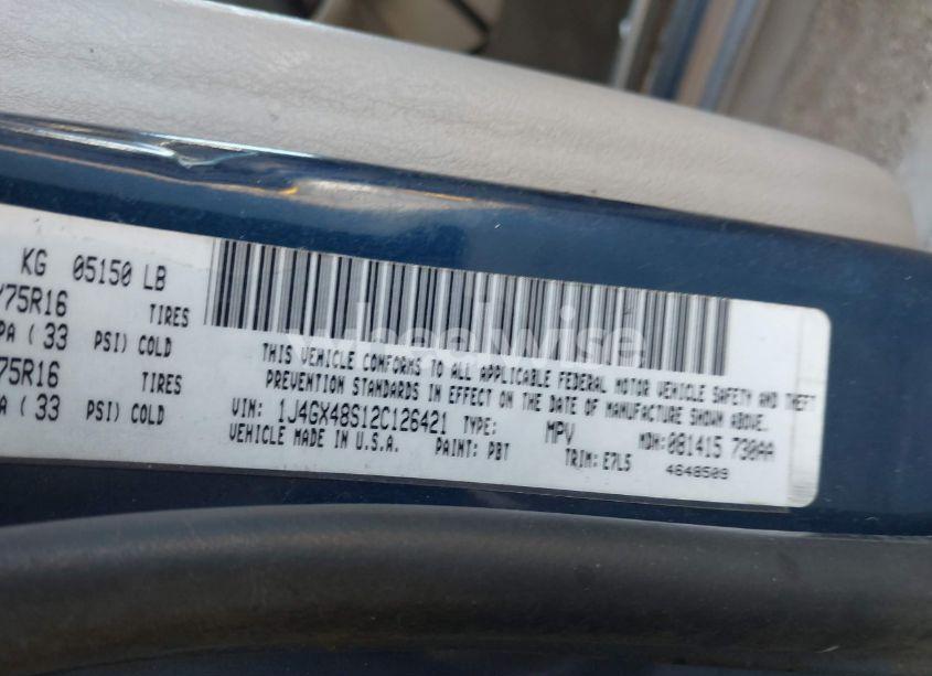 Photo 9 of 2002 Jeep Grand CHEROKEE LAREDO (VIN 1J4GX48S12C126421)