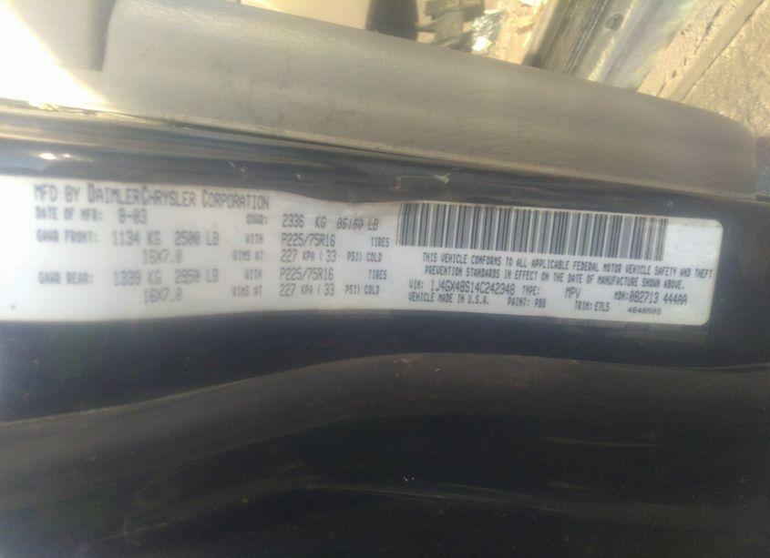 Photo 9 of 2004 Jeep Grand CHEROKEE LAREDO (VIN 1J4GX48S14C242348)