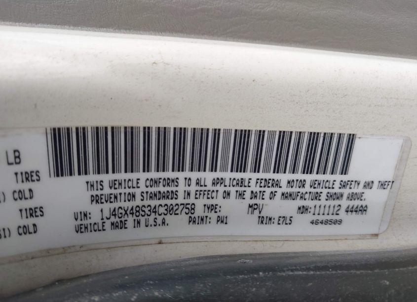 Photo 9 of 2004 Jeep Grand CHEROKEE LAREDO (VIN 1J4GX48S34C302758)