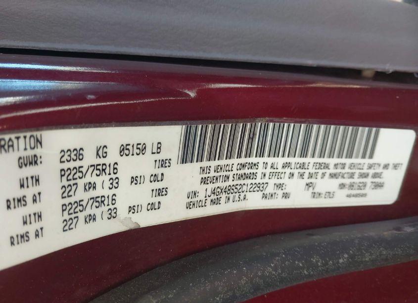 Photo 9 of 2002 Jeep Grand CHEROKEE LAREDO (VIN 1J4GX48S52C122937)