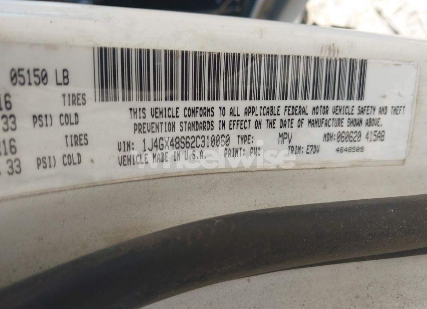 Photo 9 of 2002 Jeep Grand CHEROKEE LAREDO (VIN 1J4GX48S62C310060)