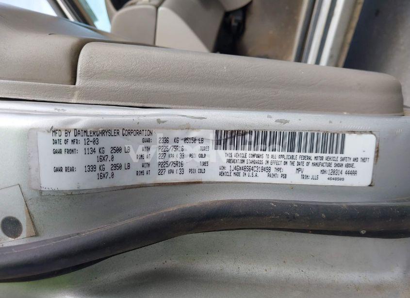 Photo 9 of 2004 Jeep Grand CHEROKEE LAREDO (VIN 1J4GX48S64C318498)