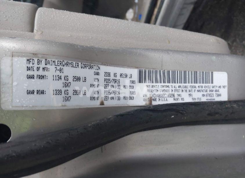 Photo 9 of 2002 Jeep Grand CHEROKEE LAREDO (VIN 1J4GX48S82C103296)