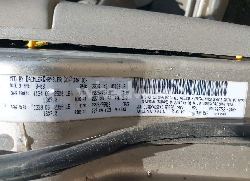 Photo 9 of 2004 Jeep Grand CHEROKEE LAREDO (VIN 1J4GX48S84C163372)