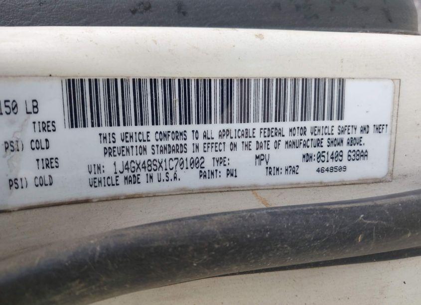 Photo 9 of 2001 Jeep Grand CHEROKEE LAREDO (VIN 1J4GX48SX1C701002)