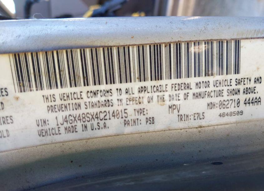 Photo 9 of 2004 Jeep Grand CHEROKEE LAREDO (VIN 1J4GX48SX4C214015)