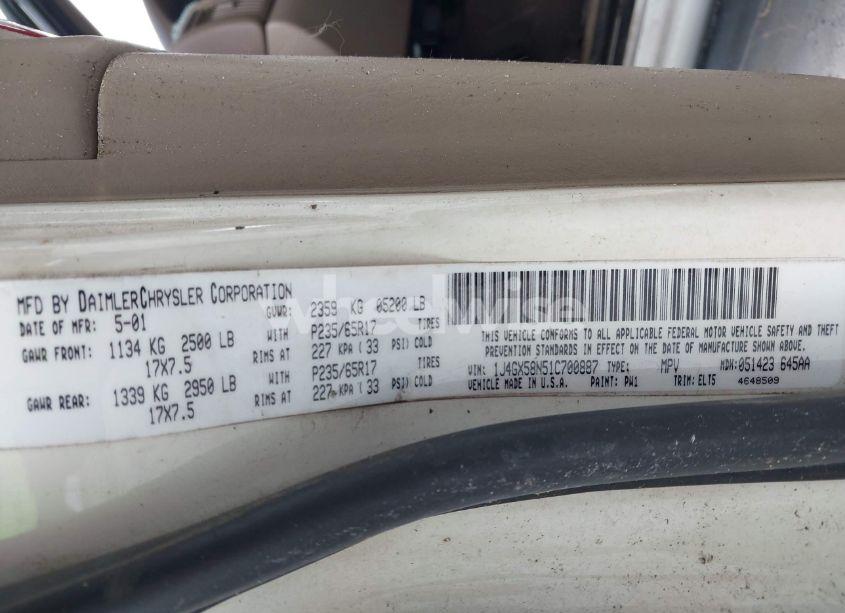 Photo 9 of 2001 Jeep Grand CHEROKEE LIMITED (VIN 1J4GX58N51C700887)