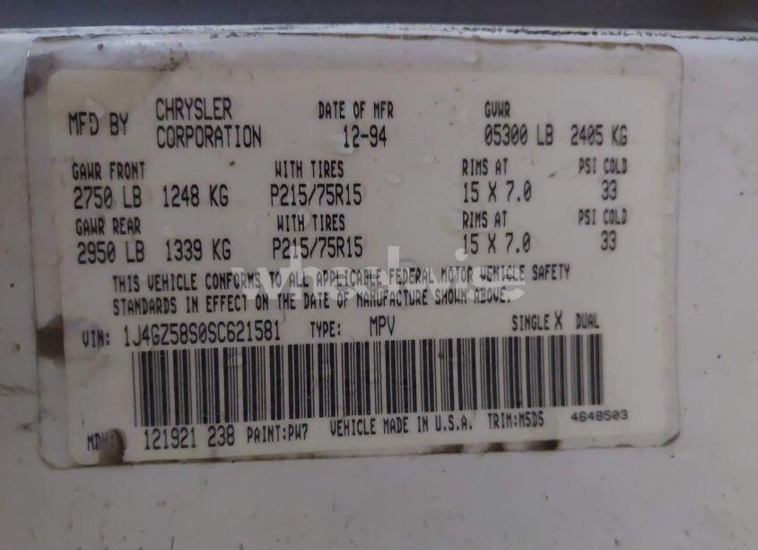 Photo 9 of 1995 Jeep Grand CHEROKEE LAREDO (VIN 1J4GZ58S0SC621581)