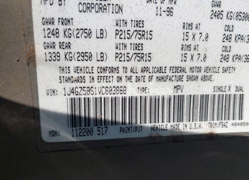 Photo 9 of 1997 Jeep Grand CHEROKEE LAREDO/TSI (VIN 1J4GZ58S1VC603868)