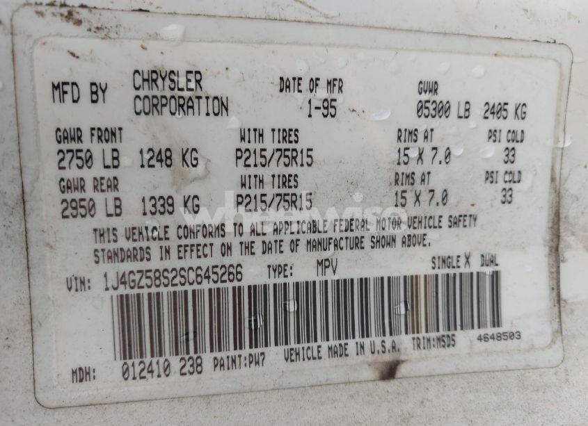 Photo 9 of 1995 Jeep Grand CHEROKEE LAREDO (VIN 1J4GZ58S2SC645266)